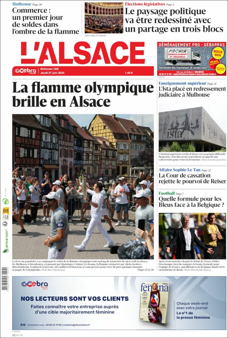Portada de Journal L'Alsace (Francia)