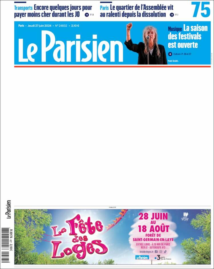 Portada de Le Parisien (Francia)