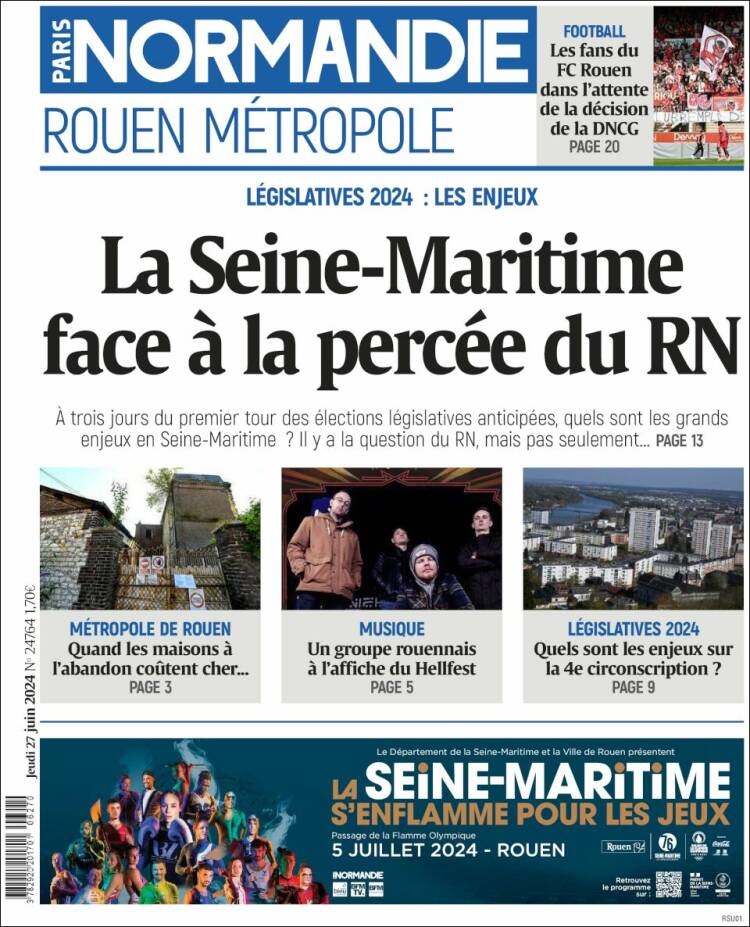 Portada de Paris Normandie (Francia)