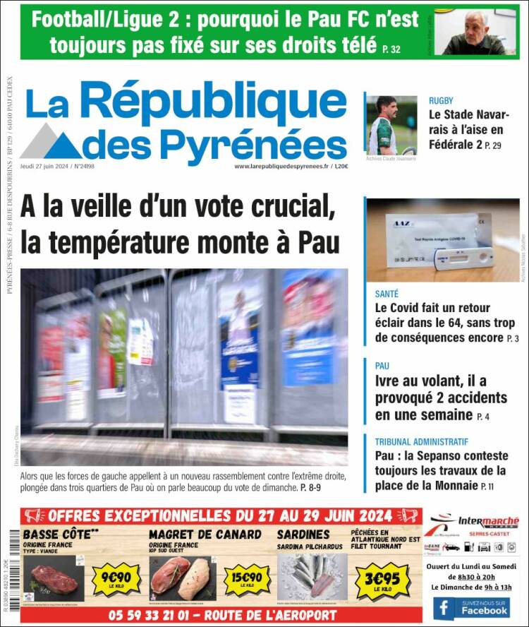 Portada de La République des Pyrénées (Francia)
