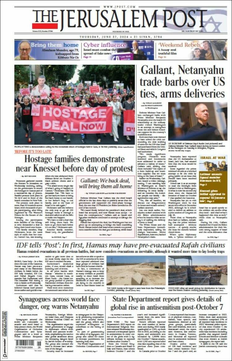 Portada de The Jerusalem Post (Israel)