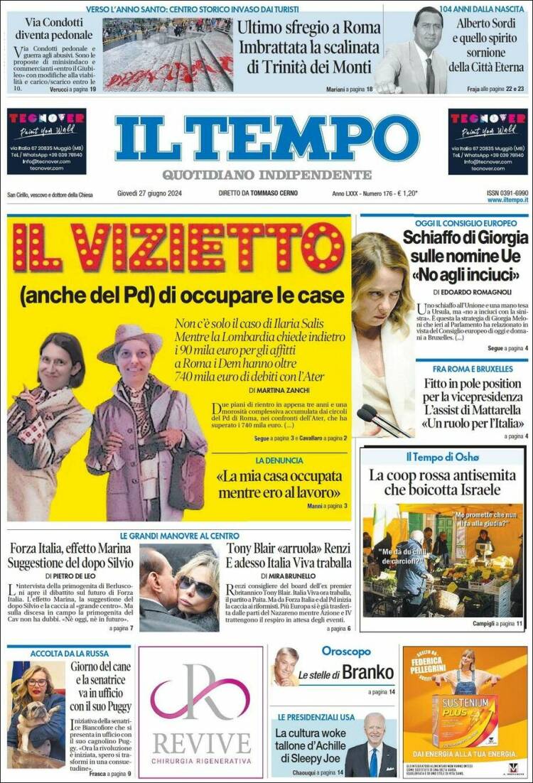 Portada de Il Tempo (Italia)
