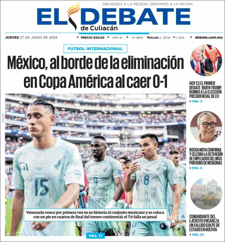 Portada de El Debate de Culiacán (M&eacute;xico)