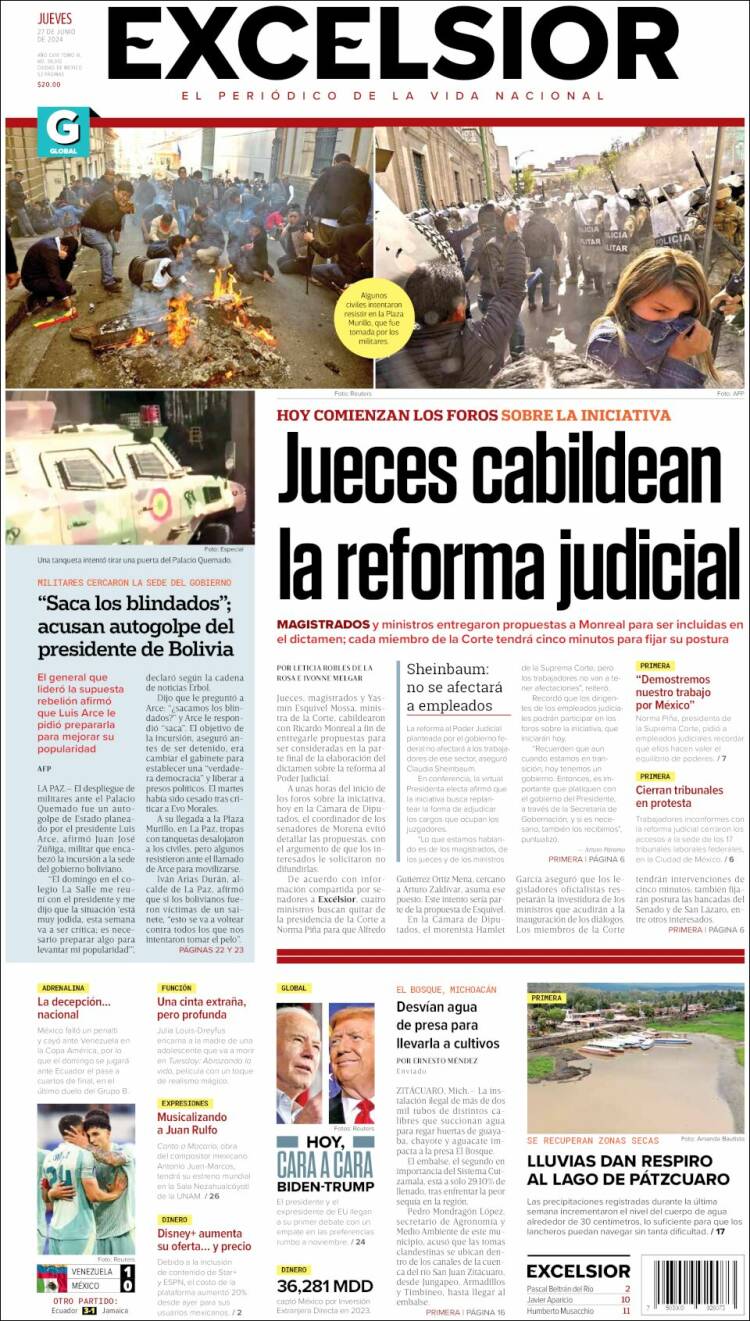 Portada de Excelsior (M&eacute;xico)