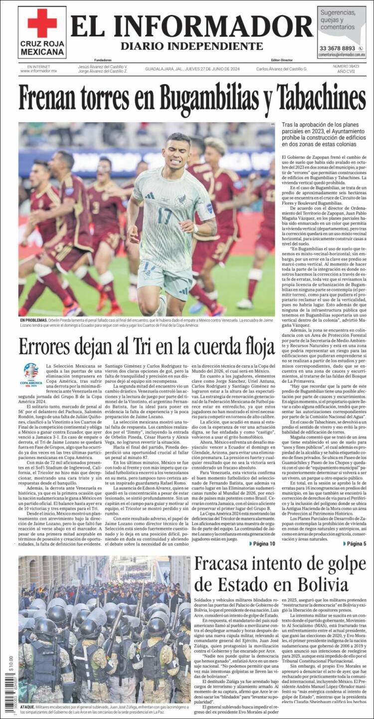 Portada de El Informador (M&eacute;xico)