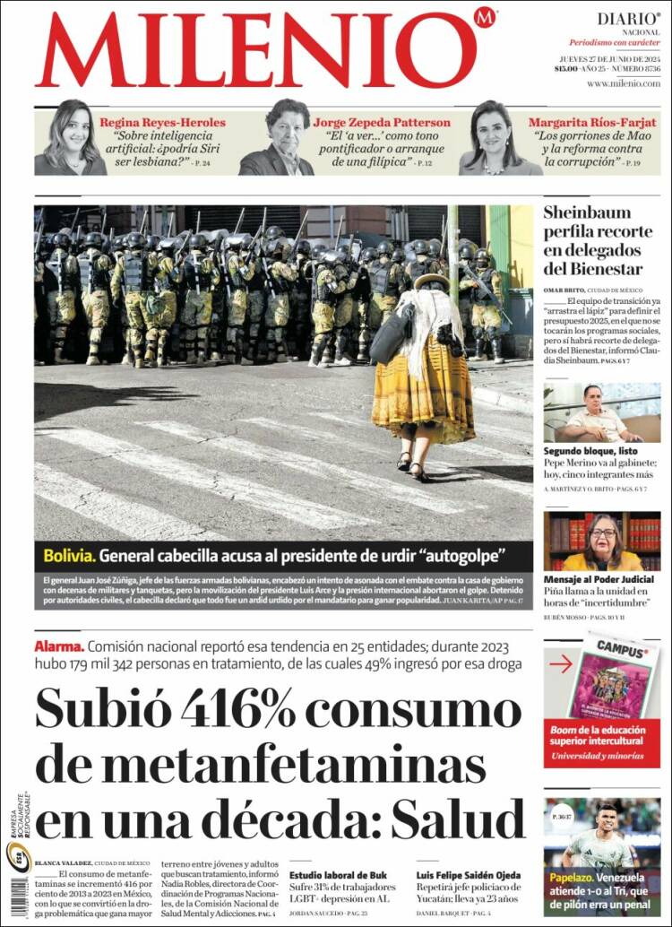 Portada de Milenio (M&eacute;xico)