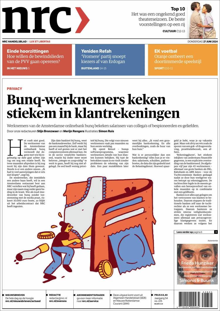 Portada de NRC Handelsblad (Pa&iacute;ses Bajos)