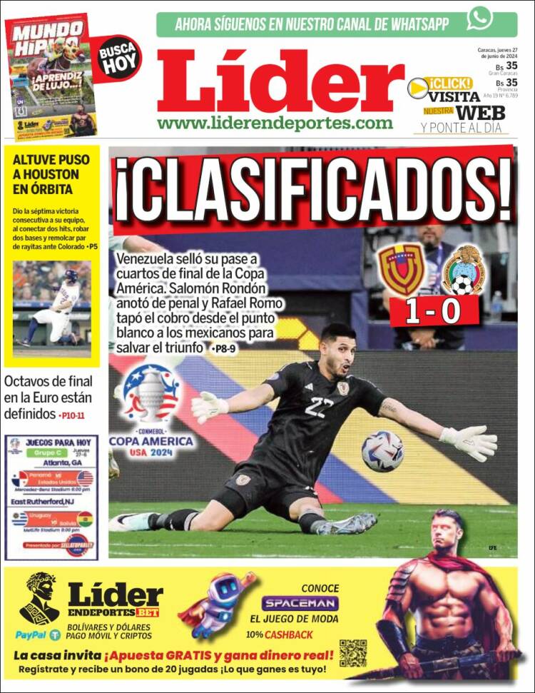 Portada de Lider en deportes (Venezuela)