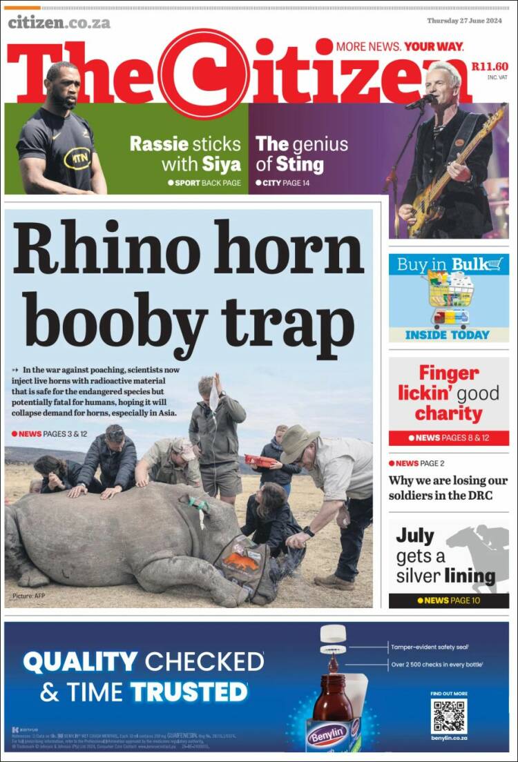 Portada de The Citizen (Sud&aacute;frica)