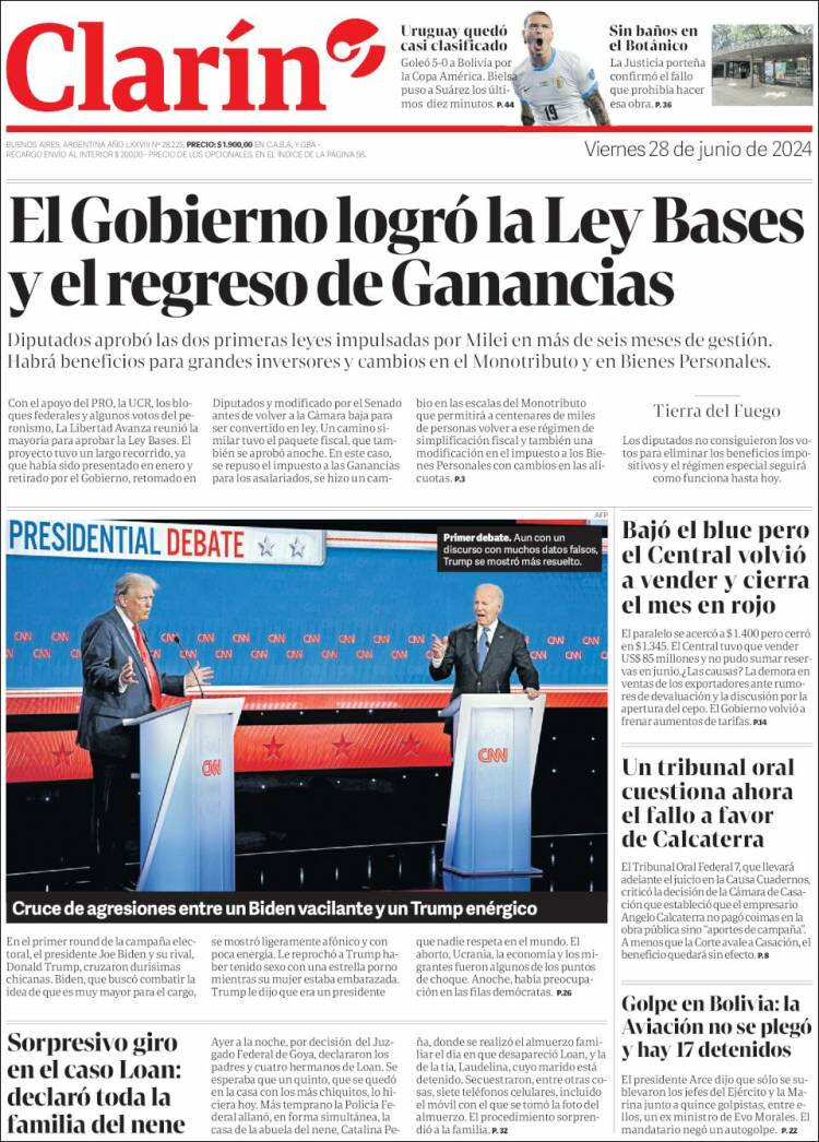 Portada de Clarín (Argentina)