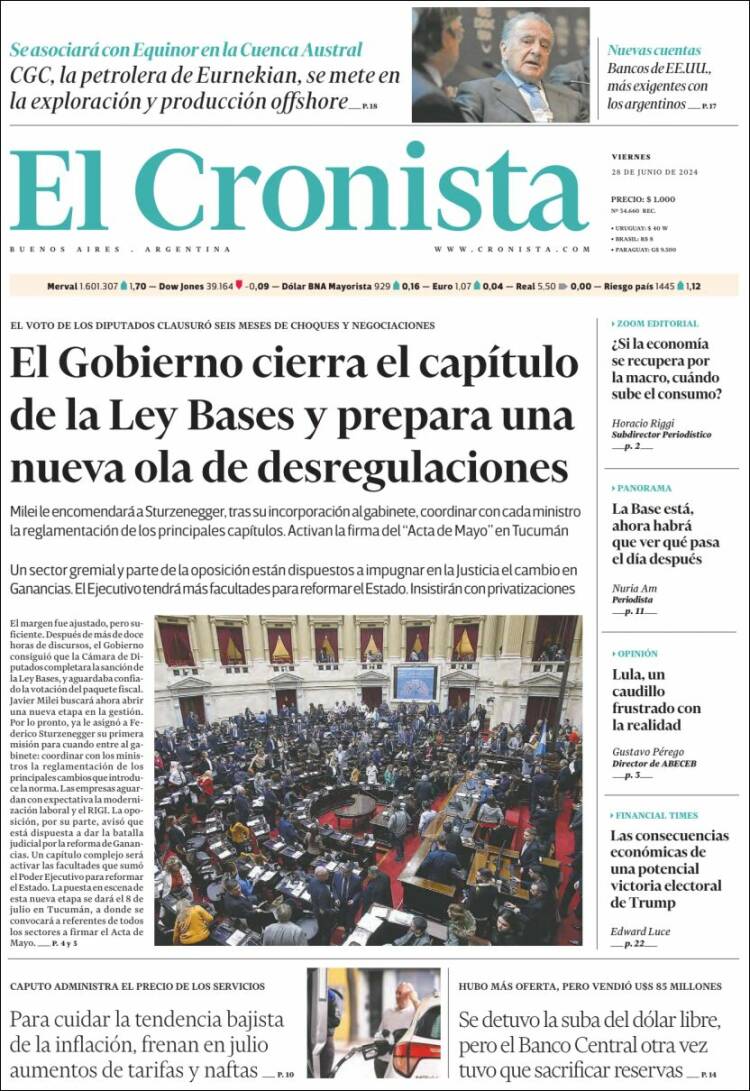 Portada de El Cronista Comercial (Argentina)