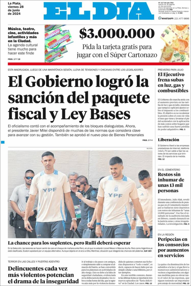 Portada de El Día de la Plata (Argentina)