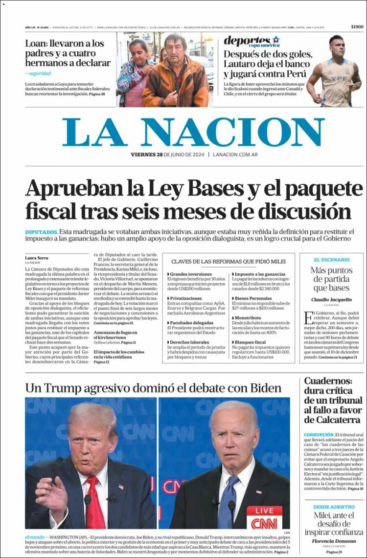 Portada de La Nación (Argentina)