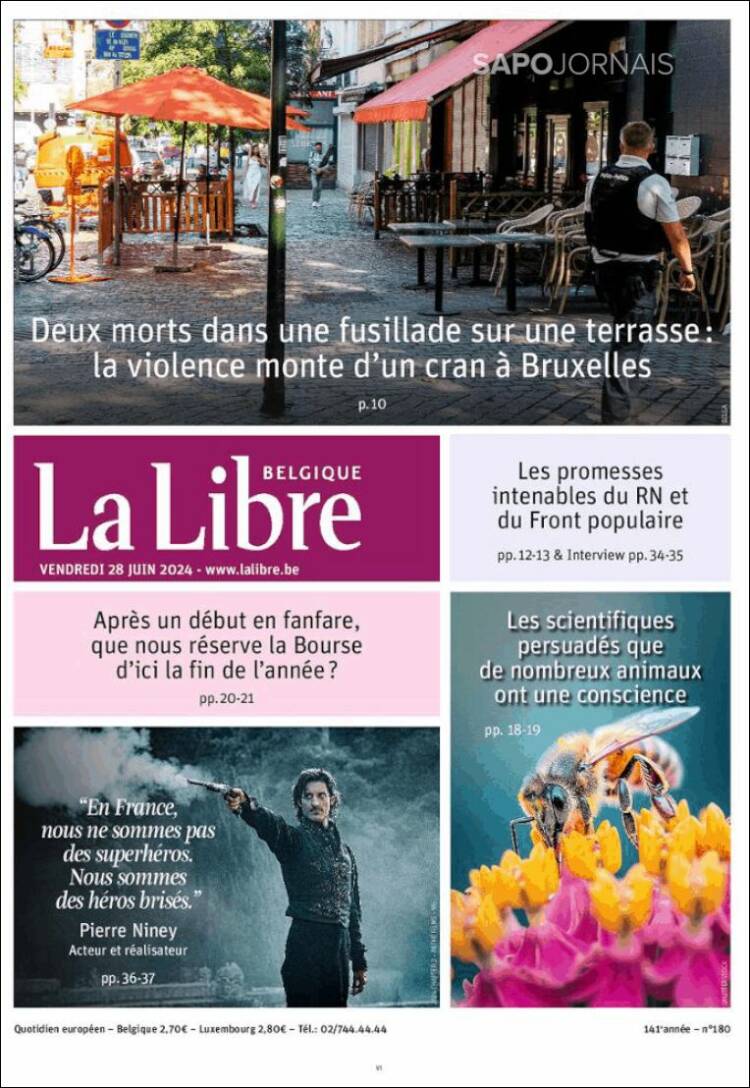 Portada de La Libre.be (B&eacute;lgica)
