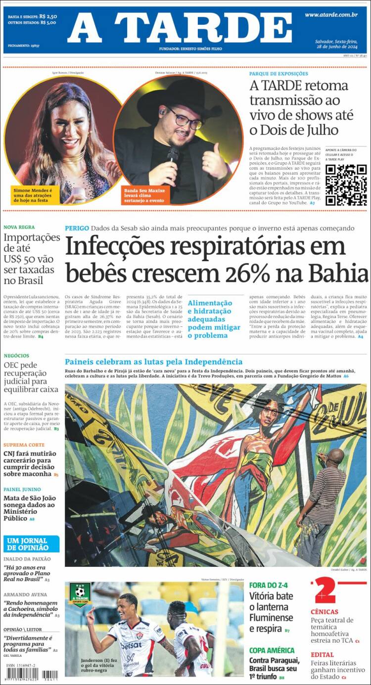 Portada de Diário A Tarde (Brasil)