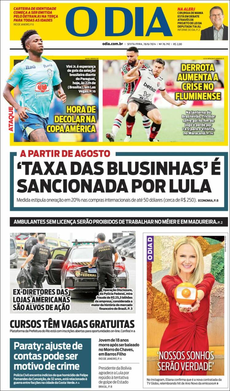 Portada de O Dia (Brasil)