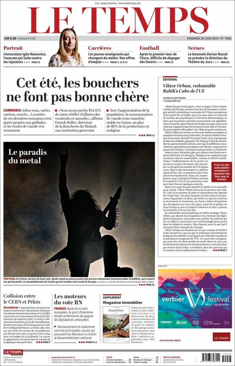 Portada de Le Matin (Suiza)