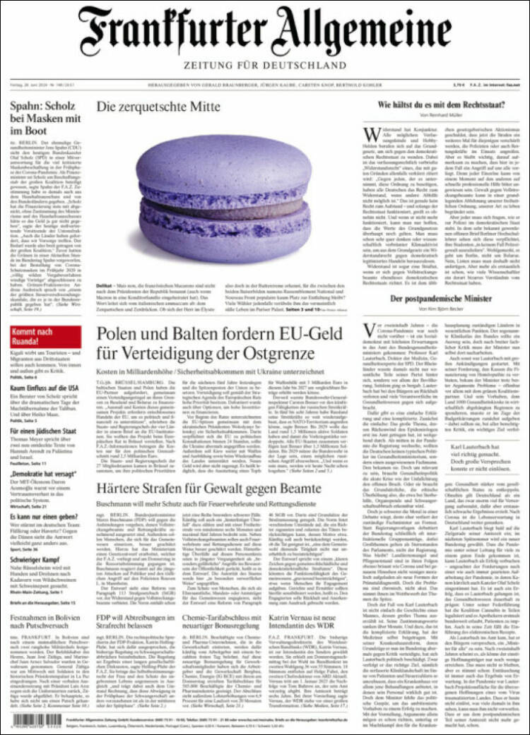 Portada de Frankfurter Allgemeine (Alemania)