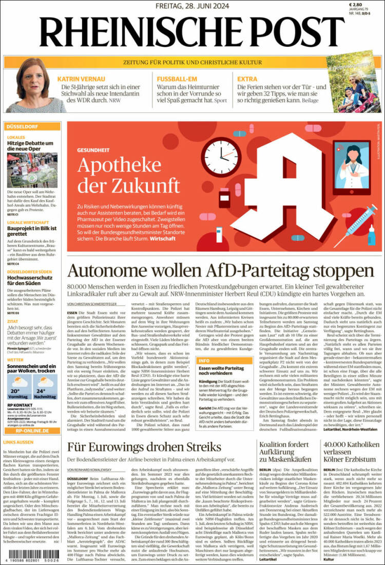Portada de Rheinische Post (Alemania)