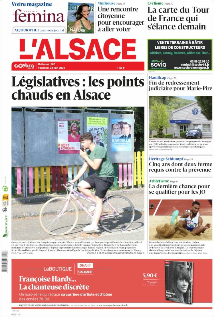 Portada de Journal L'Alsace (Francia)