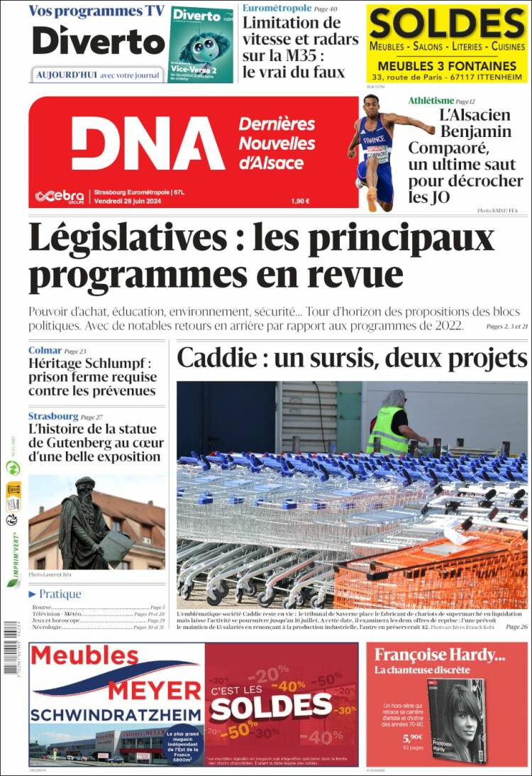 Portada de Les Dernières Nouvelles d'Alsace (Francia)