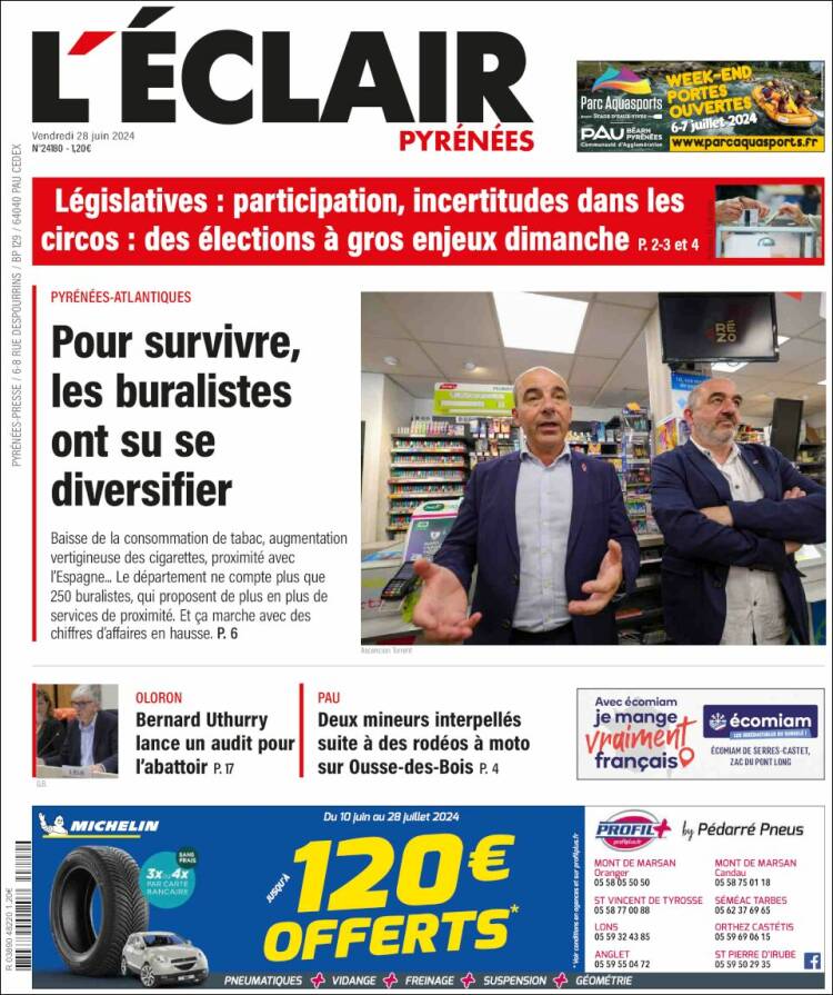 Portada de L'Eclair des Pyrénées (Francia)