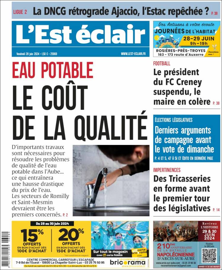 Portada de L'Est Eclair (Francia)