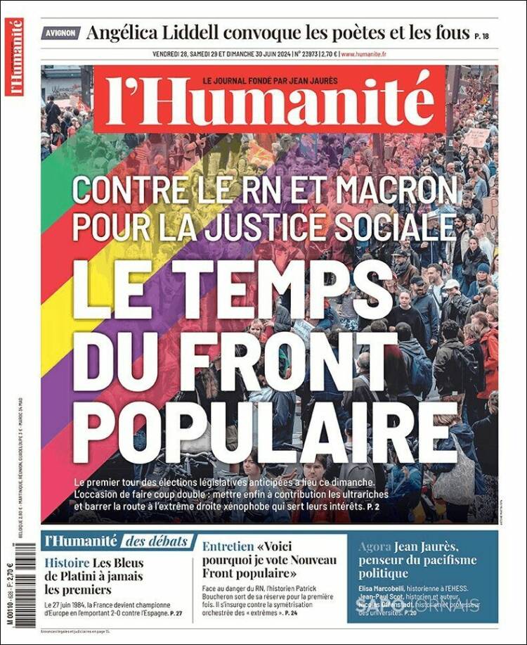 Portada de l'Humanite (Francia)