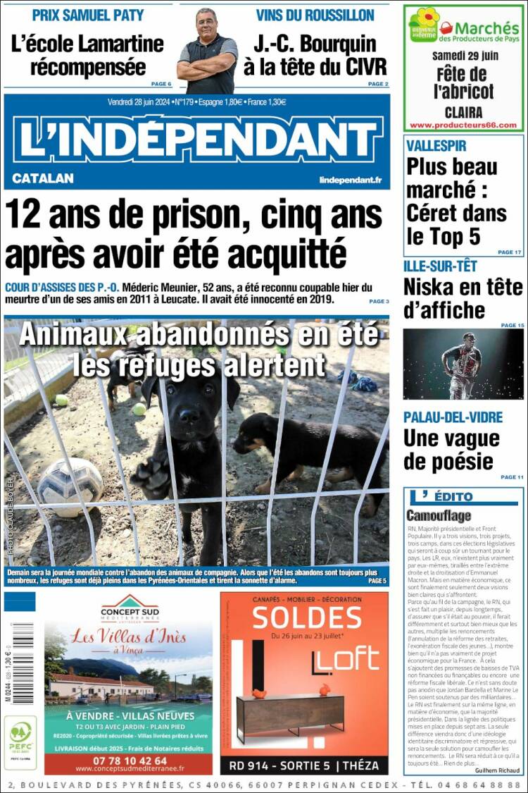 Portada de Le Indépendant (Francia)
