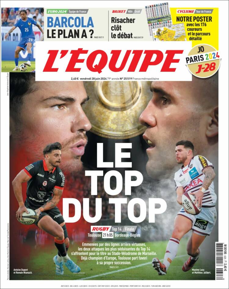 Portada de L'Equipe (Francia)