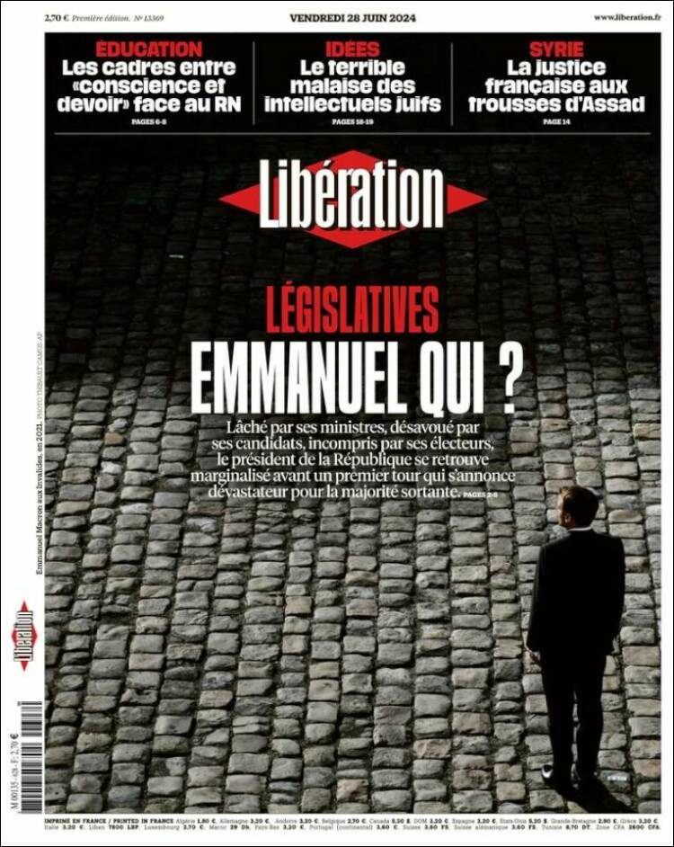 Portada de Libération (Francia)
