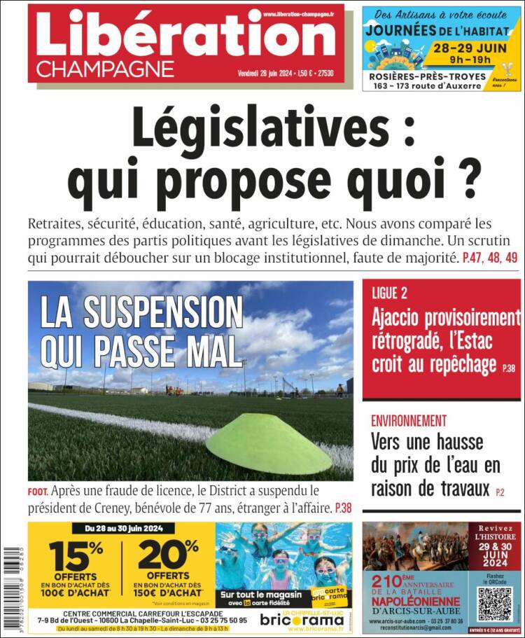 Portada de Libération Champagne (Francia)