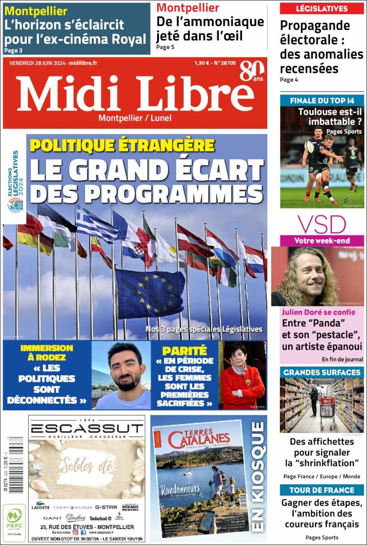Portada de Midi Libre (Francia)