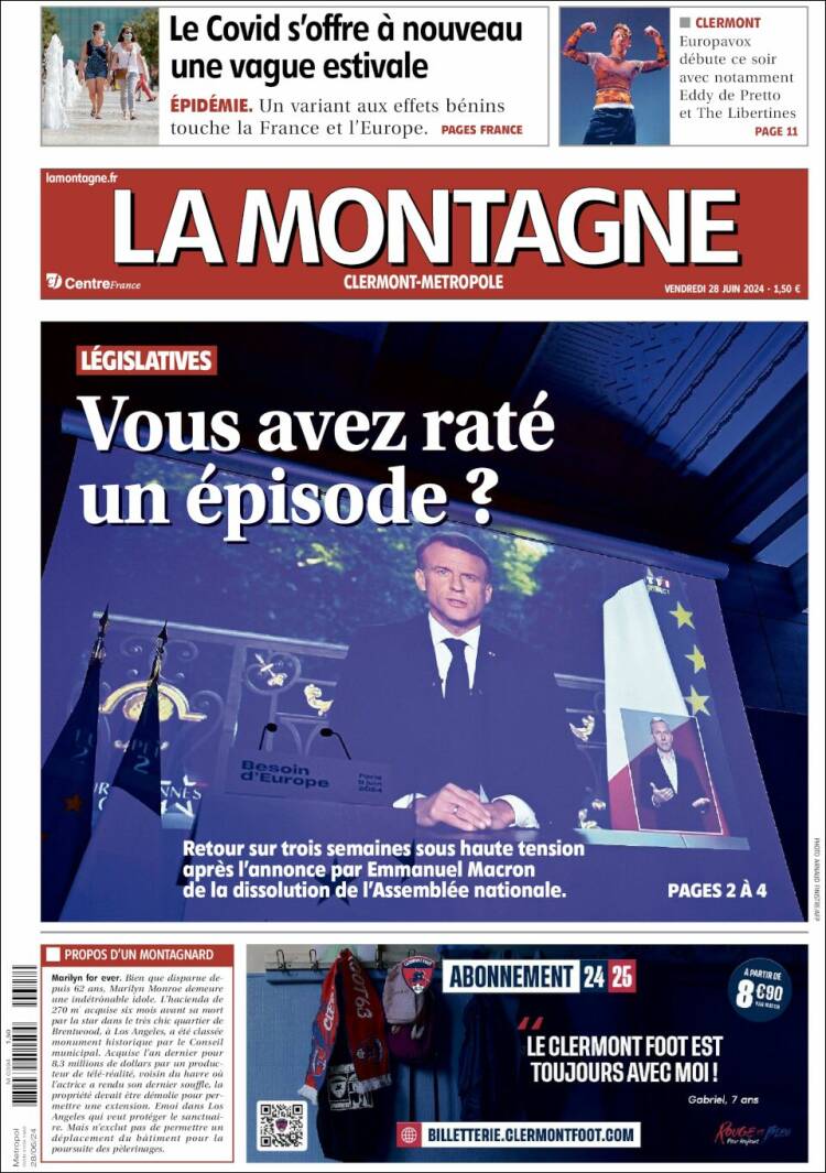 Portada de La Montagne (Francia)