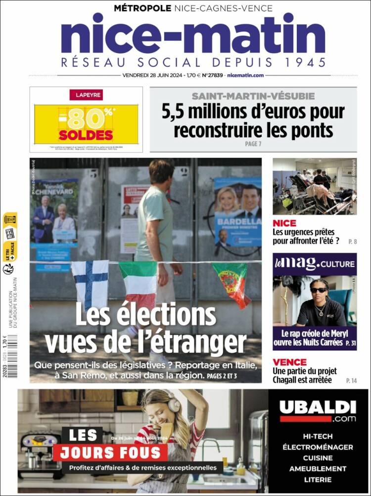 Portada de Nice-Matin (Francia)