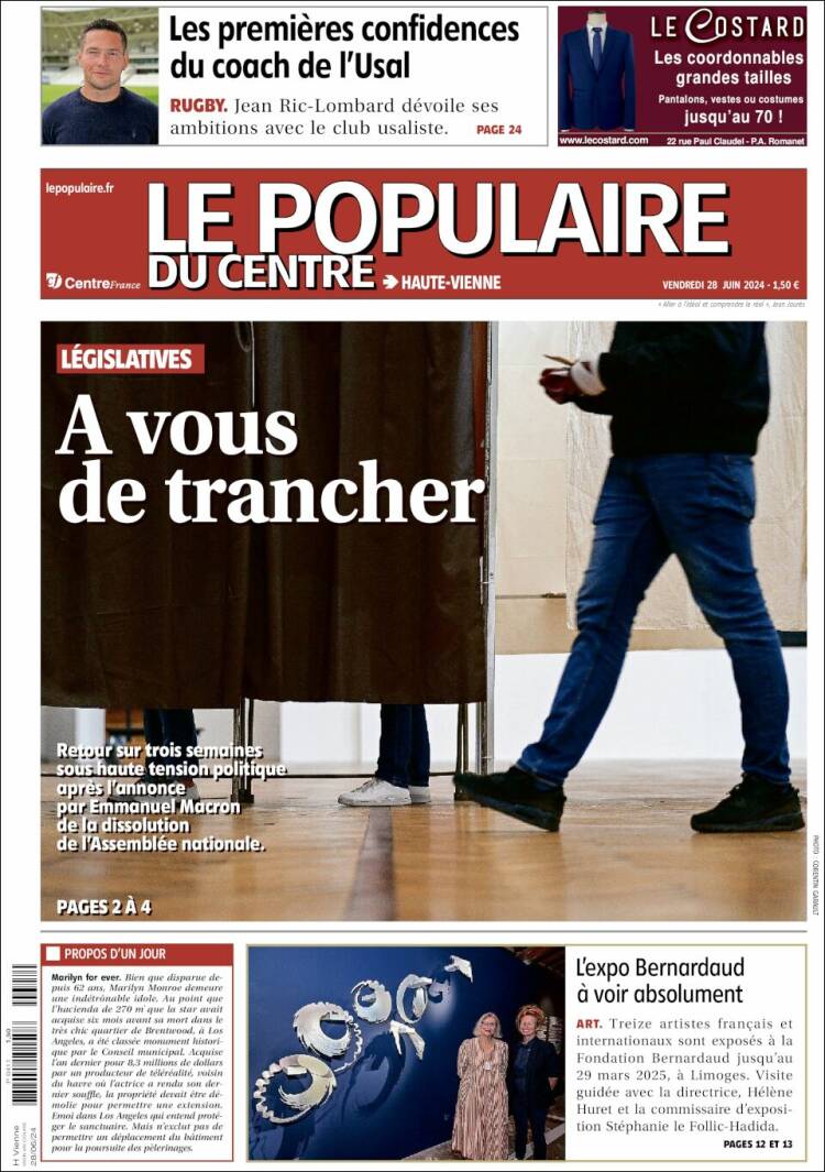 Portada de Le Populaire du Centre (Francia)