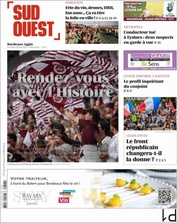 Portada de Sud Ouest (France)