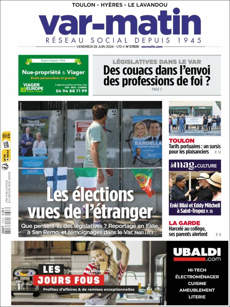 Portada de Var-Matin (Francia)