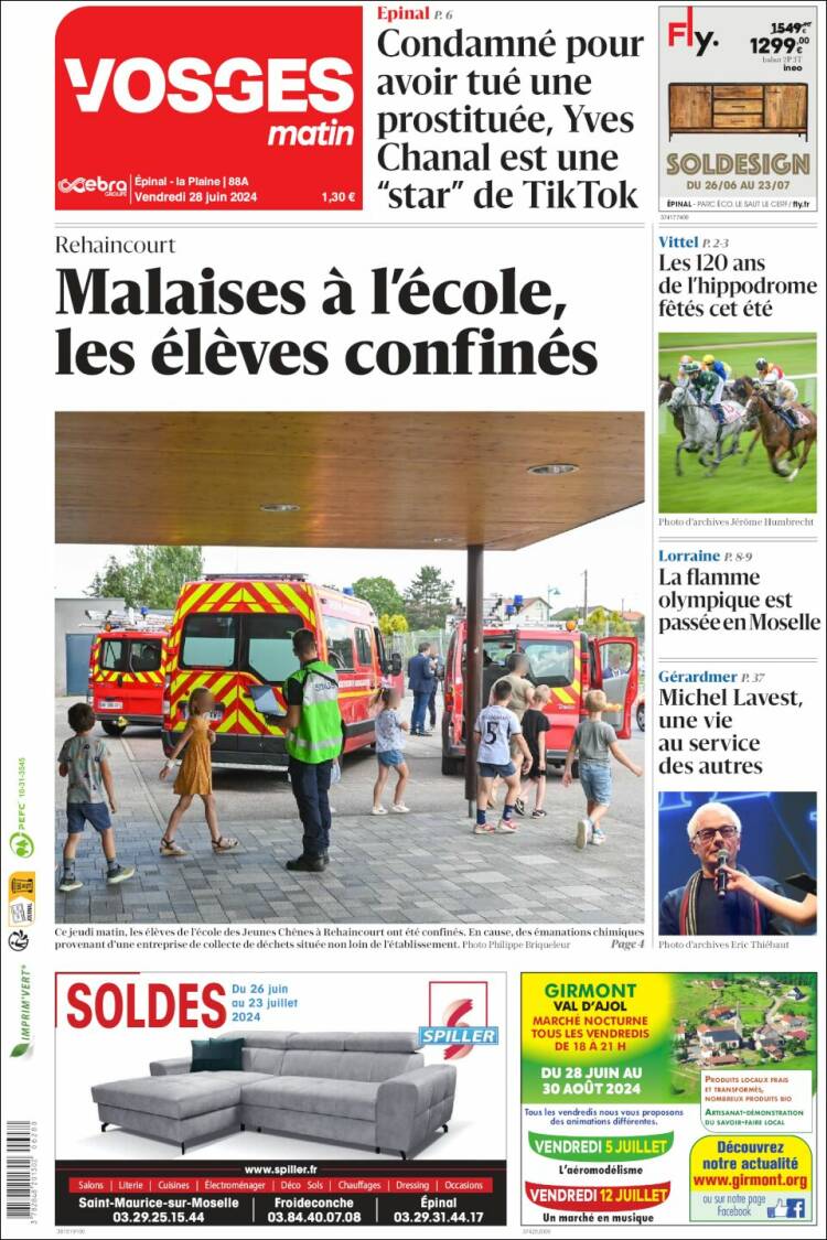 Portada de Vosges Matin (Francia)
