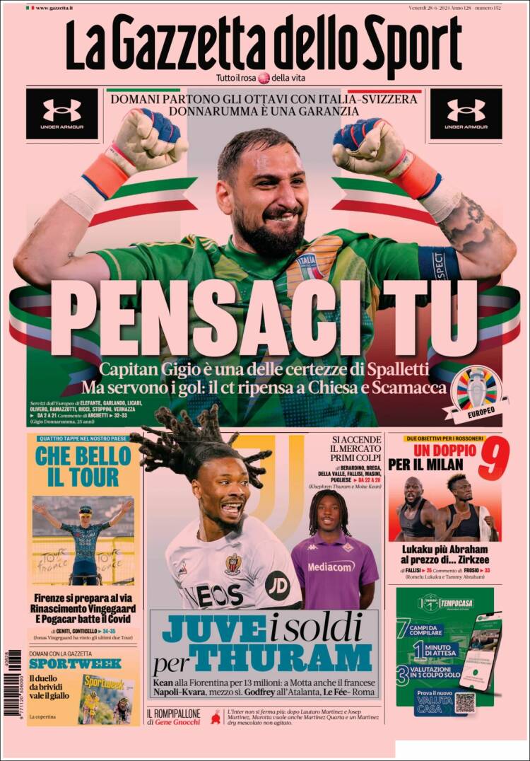 Portada de La Gazzetta dello Sport (Italia)