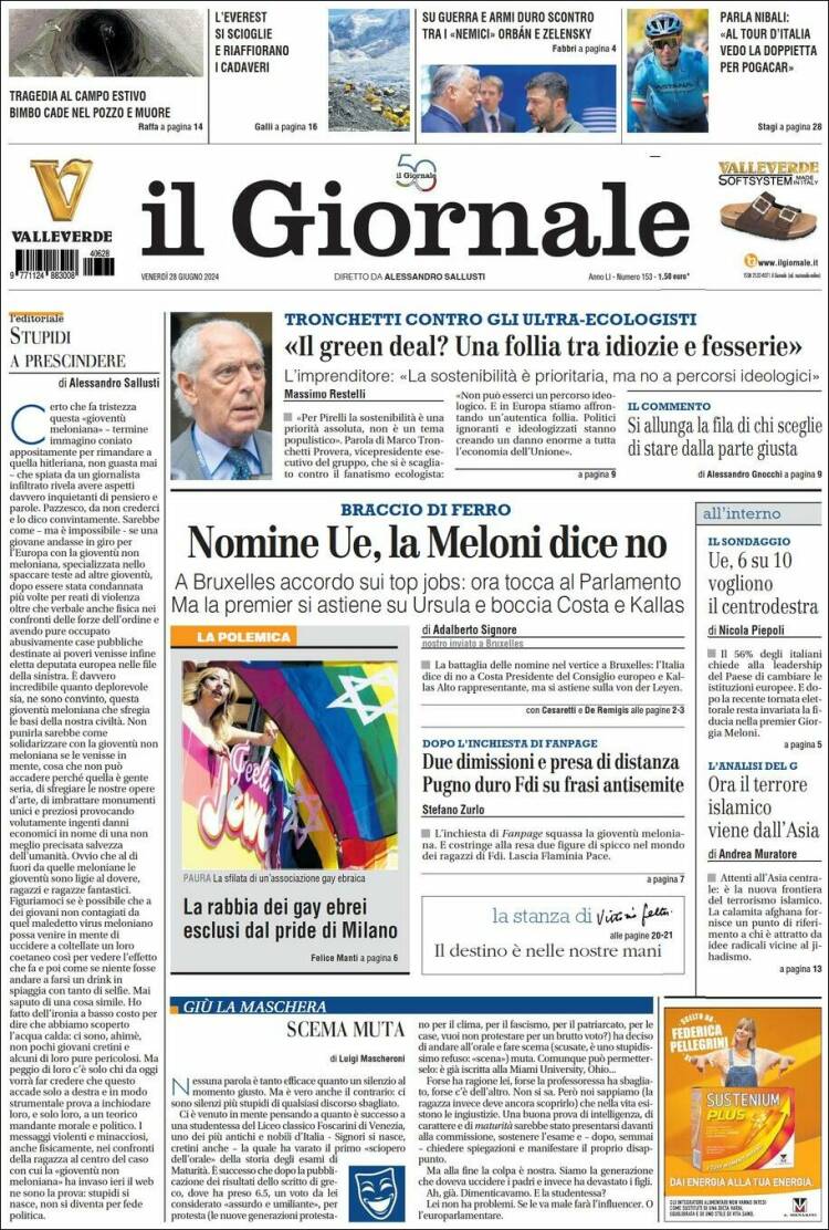 Portada de il Giornale (Italia)