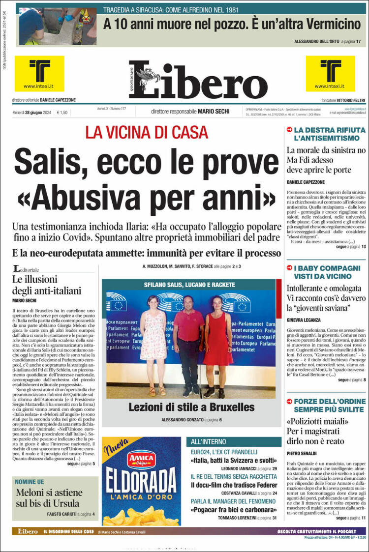 Portada de Libero (Italia)