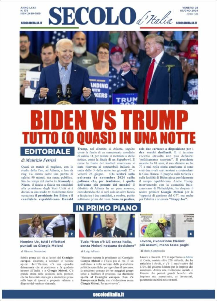 Portada de Secolo d'Italia (Italia)