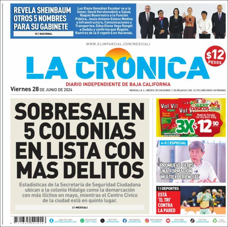 Portada de La Crónica de Baja California (México)