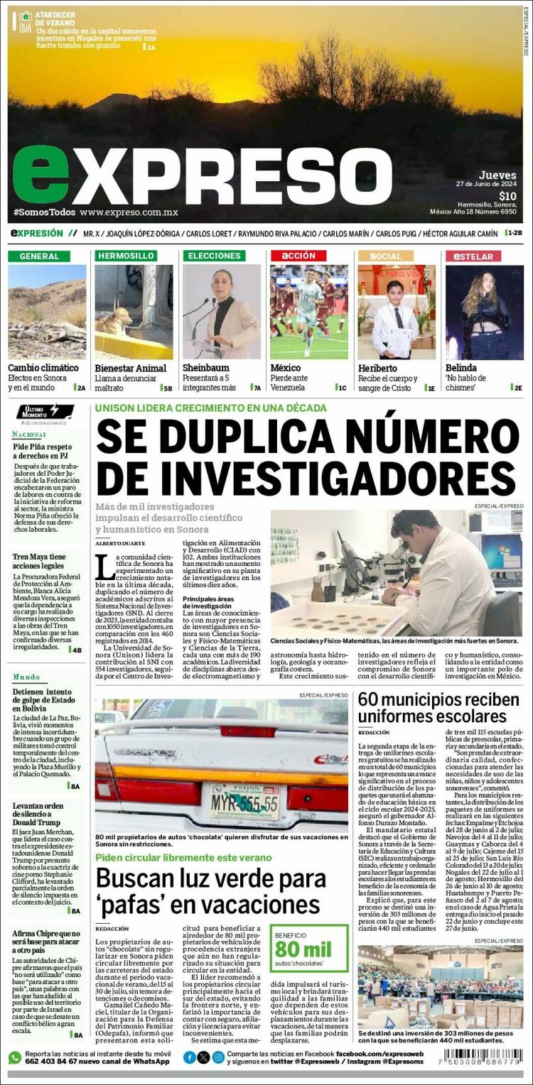 Portada de Expreso (México)