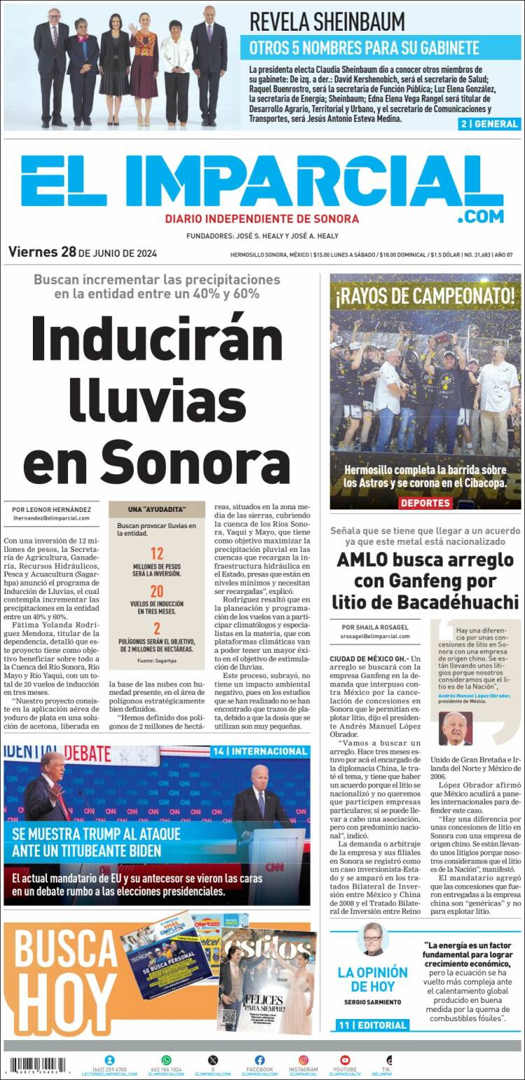 Portada de El Imparcial (México)