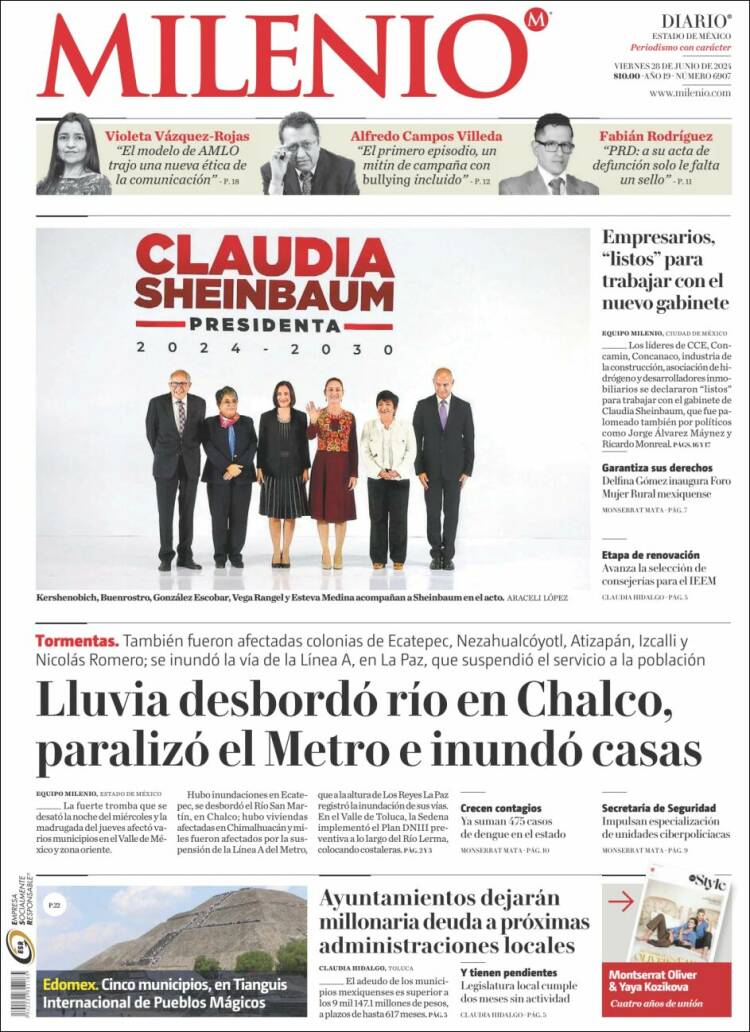 Portada de Milenio - Estado de México (México)