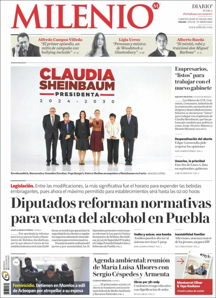 Portada de Milenio de Puebla (México)
