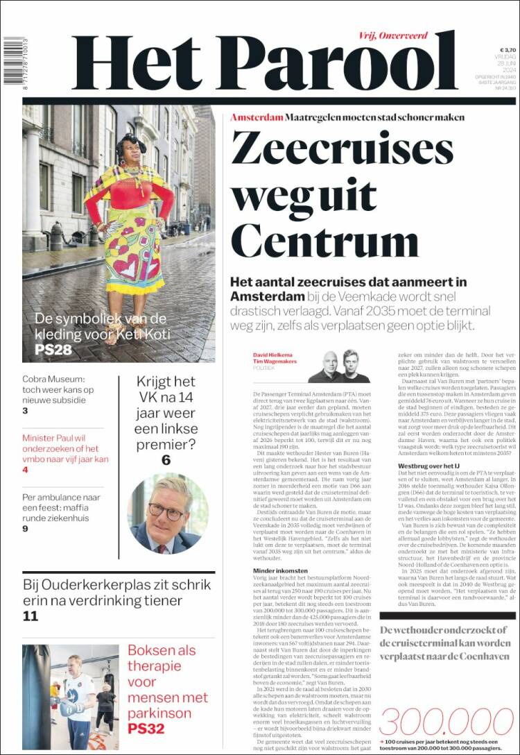 Portada de Het Parool (Pa&iacute;ses Bajos)