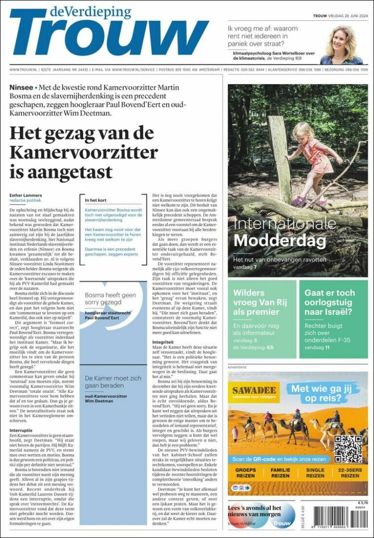 Portada de Trouw (Pa&iacute;ses Bajos)